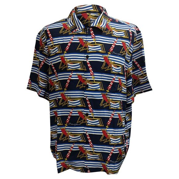 Dolce & Gabbana Beach Chair Printed Shirt in Multicolor Silk